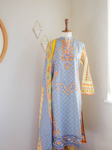 Tribal Blue 3pc Suit - Sanyra | Ethnic designer clothing