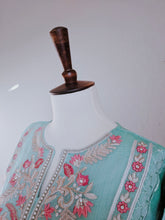 Load image into Gallery viewer, Turquoise Twist Shirt - Sanyra | Ethnic designer clothing